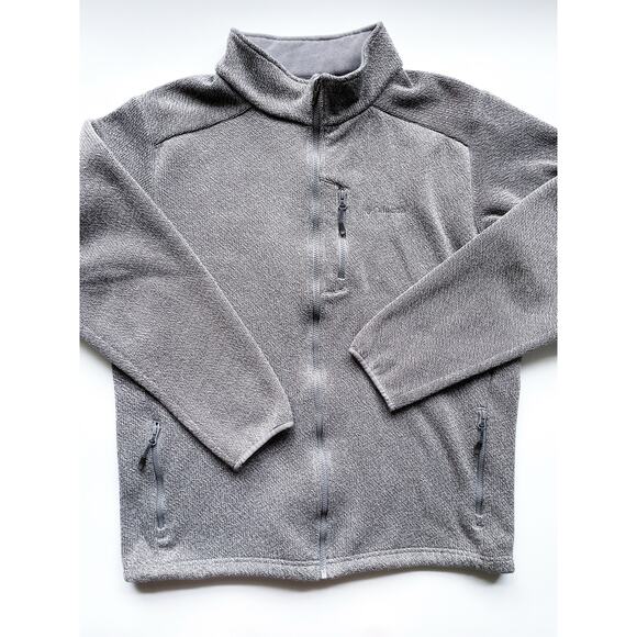 Men's Gray Knit Columbia Zip Up Jacket Fleece Lined Size XL - Picture 1 of 8